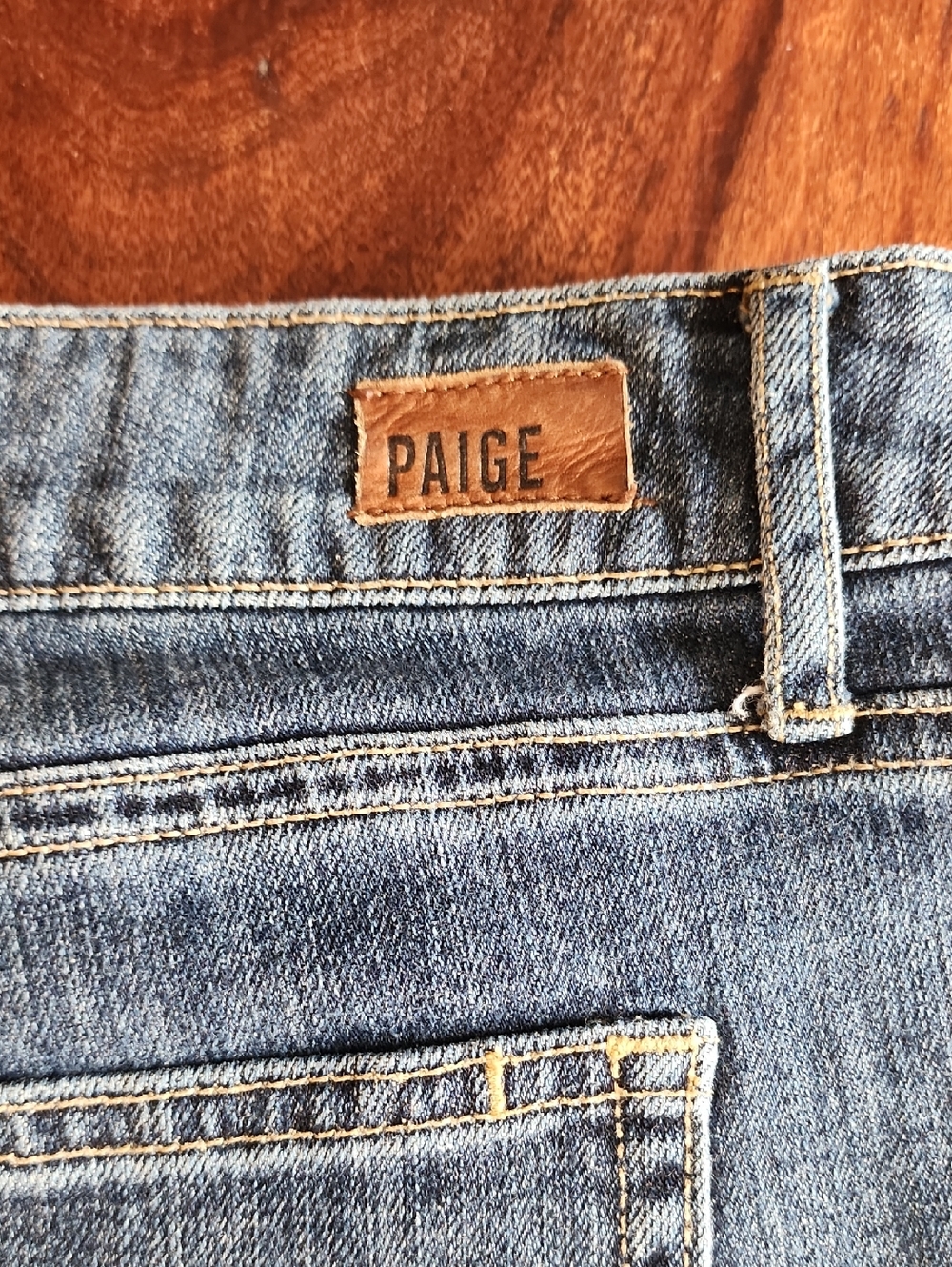 PAIGE Medium Blue Denim Rolled Hem Women's Shorts - Picture 3 of 7